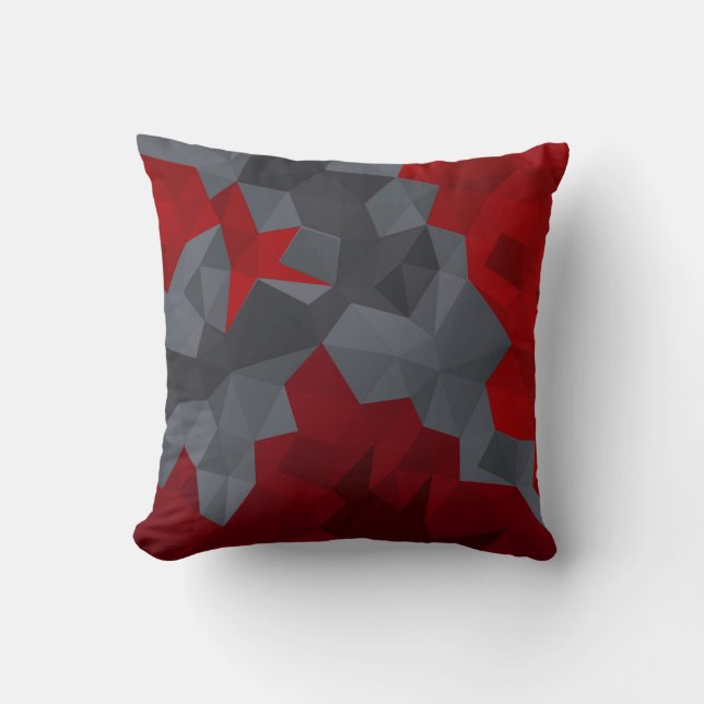 Grey, red randomly arranged triangles. cushion (Front)