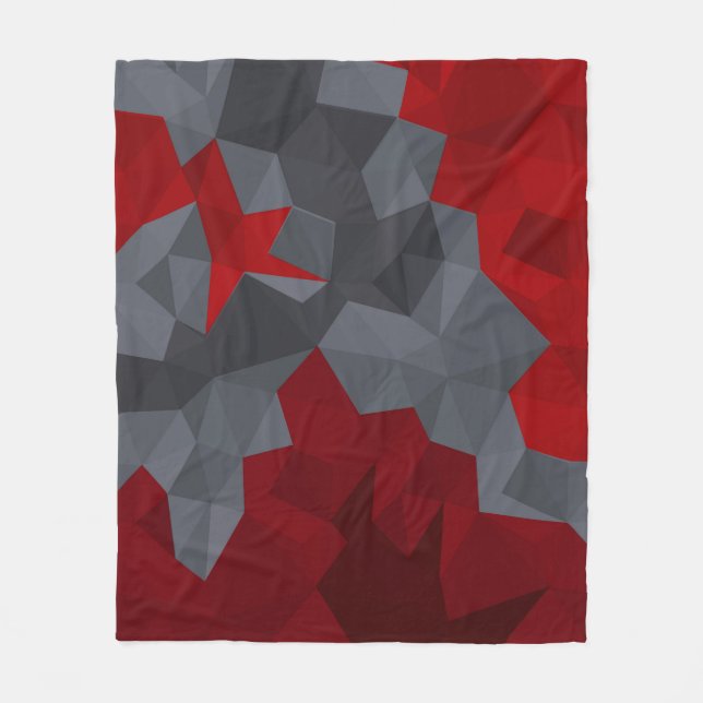Grey, red randomly arranged triangles. fleece blanket (Front)