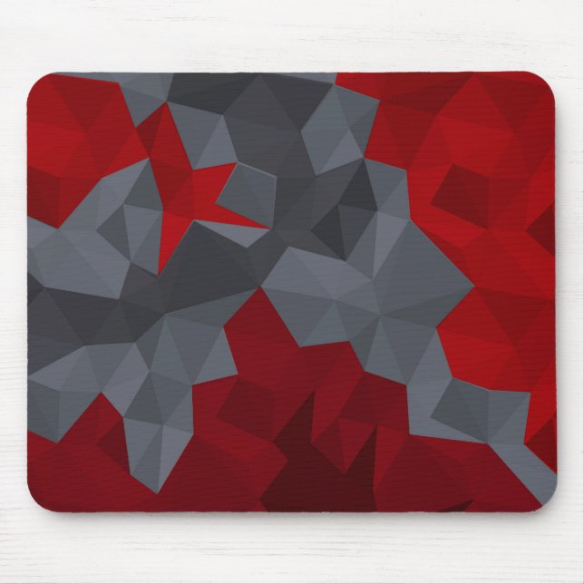 Grey, red randomly arranged triangles. mouse pad (Front)