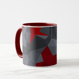 Grey, red randomly arranged triangles. mug