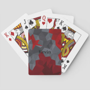 Grey, red randomly arranged triangles. playing cards