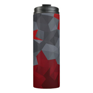 Grey, red randomly arranged triangles. thermal tumbler