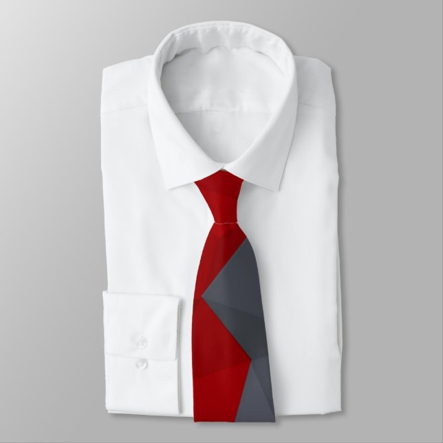 Grey, red randomly arranged triangles. tie (Tied)