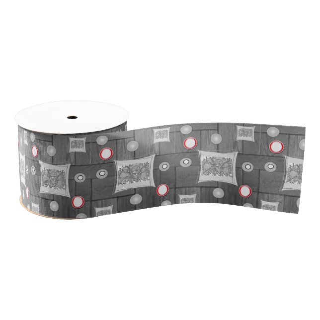 grey red ribbon grosgrain ribbon (Spool)
