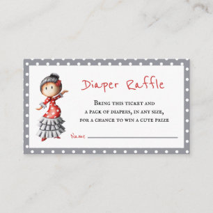 Grey Red Sevillana Dancer Diaper Enclosure Card