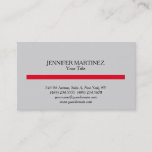 Grey Red Stripe Unique Original Plain Minimalist Business Card
