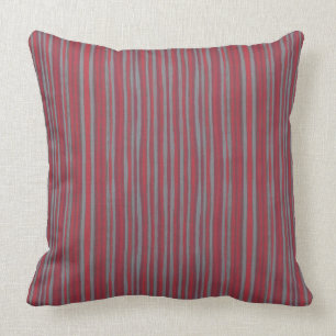 Grey & red stripes, striped pattern, narrow stripe cushion