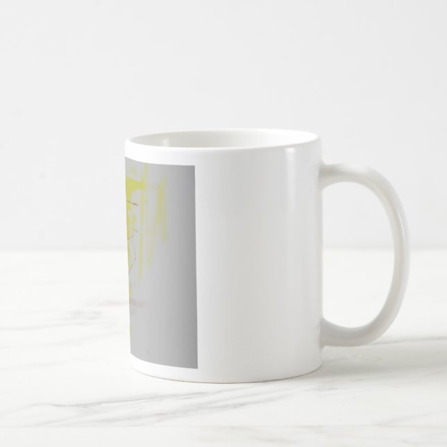 Grey Red Yellow Abstract Expressionist Coffee Mug (Right)