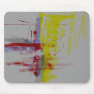 Grey Red Yellow Abstract Expressionist Mouse Pad