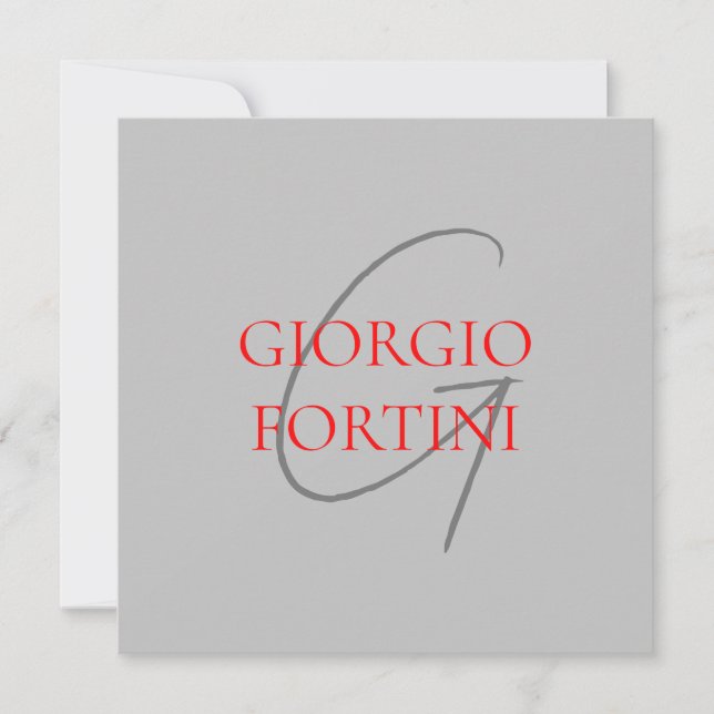 Grey Red Your Name Initial Monogram Modern (Front)