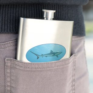 Grey Reefshark, Yap Island - Photographic design Hip Flask