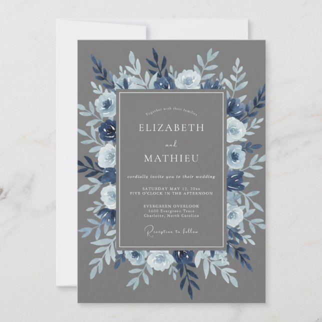 Grey Refined Winter Wedding Invitation (Front)