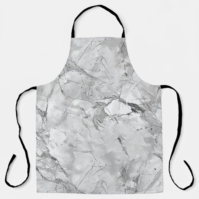 Grey "Regal Stone Vein" Marble Texture All-Over Pr Apron (Front)