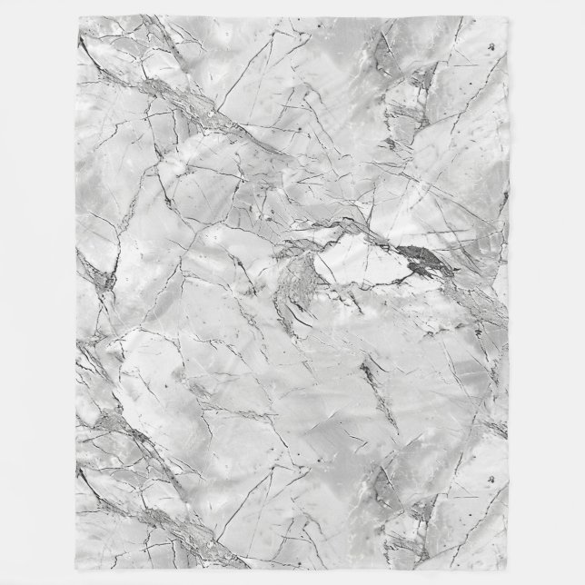 Grey "Regal Stone Vein" Marble Texture All-Over Pr Fleece Blanket (Front)