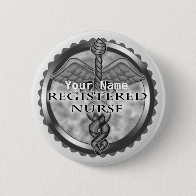 Grey Registered Nurse 6 Cm Round Badge (Front)
