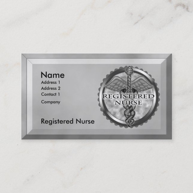 Grey Registered Nurse Business Card (Front)