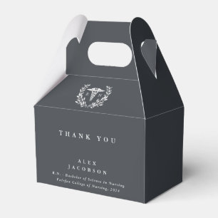 Grey Registered Nurse+Caduceus Graduation Favour Box