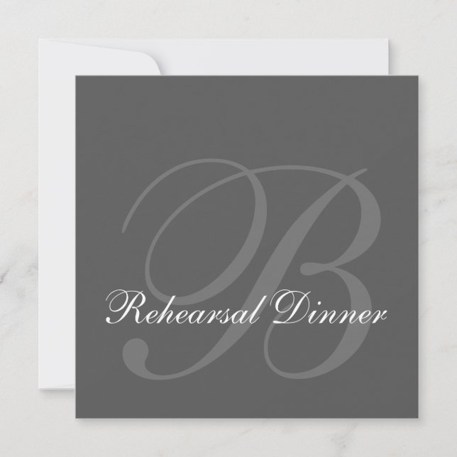 Grey Rehearsal Dinner Wedding Invitation (Front)