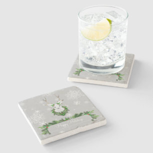 Grey Reindeer Stone Coaster