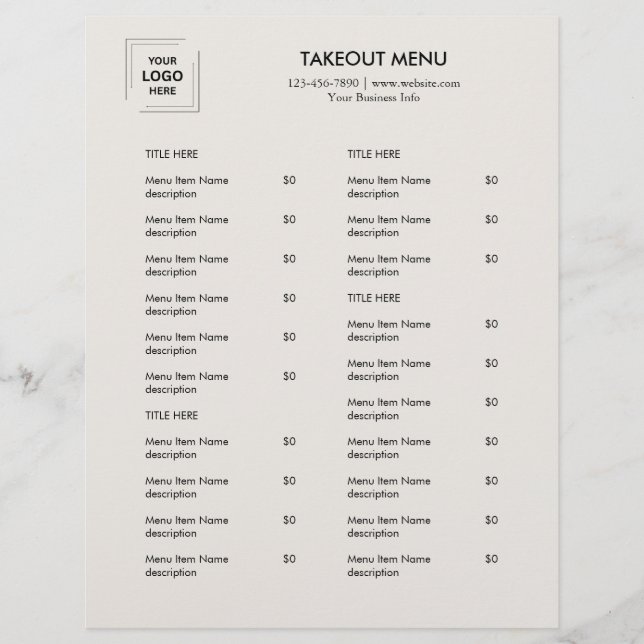 Grey Restaurant Logo Takeout Menu Flyer Design (Front)