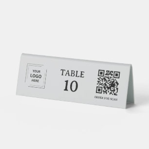 Grey Restaurant Table Number QR Code Scan to Order