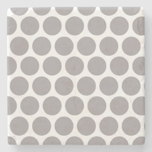 Grey Retro Colourful Modern Polka Dots Stone Coaster