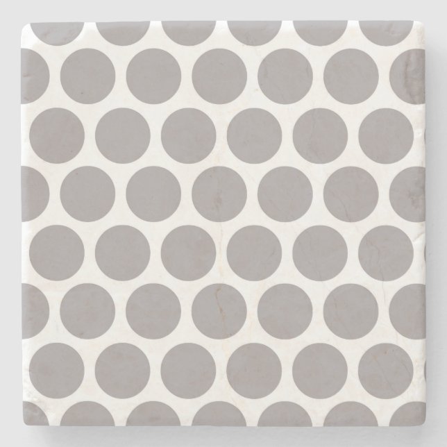Grey Retro Colourful Modern Polka Dots Stone Coaster (Front)