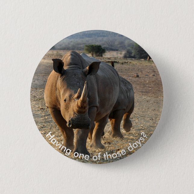 Grey Rhino in the wild 6 Cm Round Badge (Front)