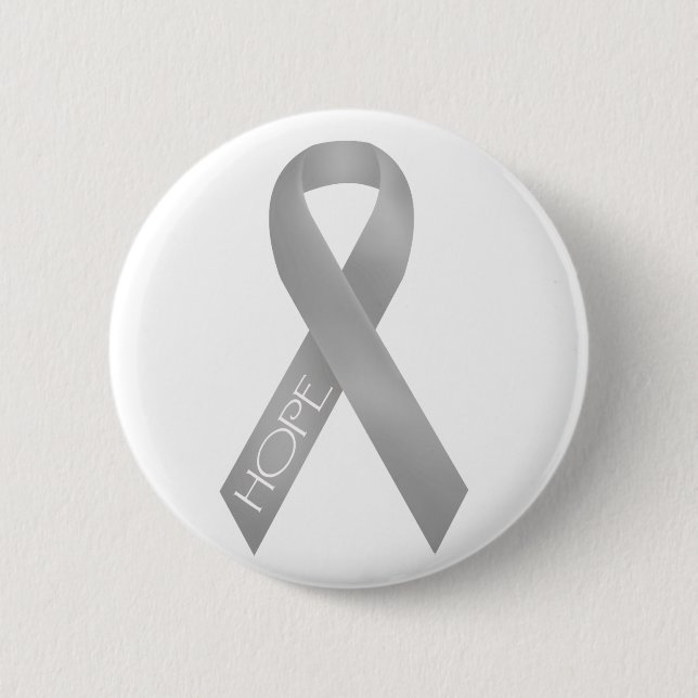 Grey Ribbon 6 Cm Round Badge (Front)