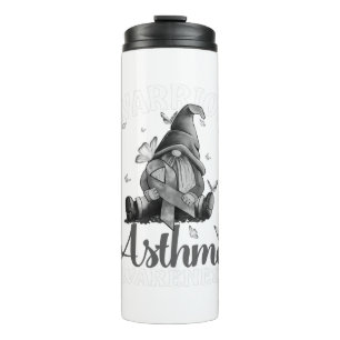 Grey Ribbon Asthma Awareness Warrior Butterfly Thermal Tumbler