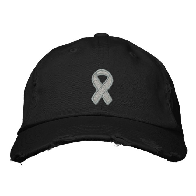 Grey Ribbon Awareness Embroidered Hat (Front)