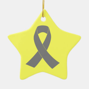 Grey Ribbon Awareness - Zombie, Brain Cancer Ceramic Ornament
