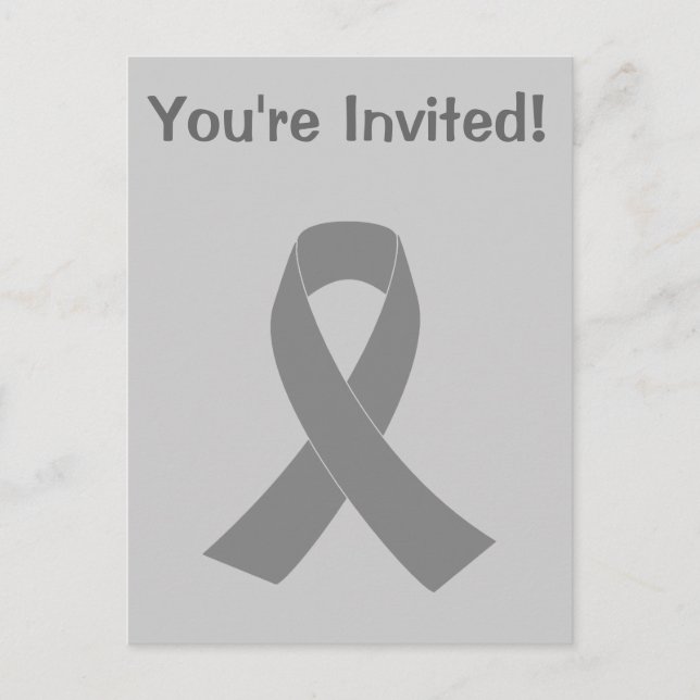 Grey Ribbon Awareness - Zombie, Brain Cancer Invitation Postcard (Front)
