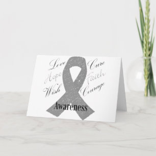 Grey ribbon brain cancer awareness card