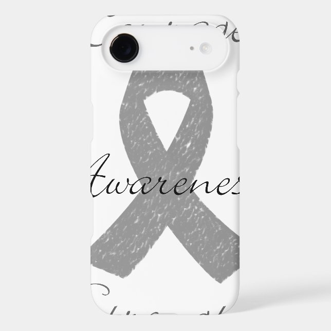 Grey ribbon brain cancer awareness Case-Mate iPhone case (Back)