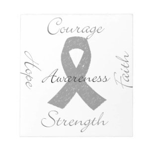 Grey ribbon brain cancer awareness notepad