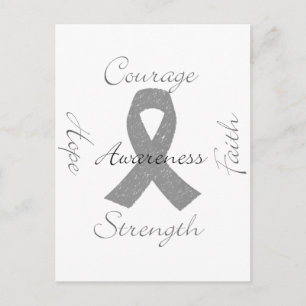 Grey ribbon brain cancer awareness postcard