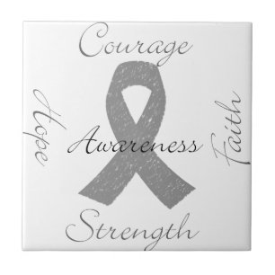 Grey ribbon brain cancer awareness tile