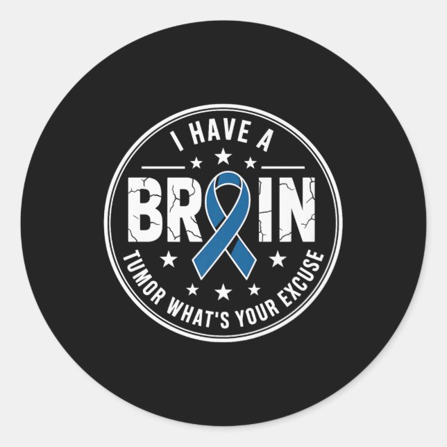 Grey Ribbon Brain Tumour Awareness Apparel For Men Classic Round Sticker (Front)