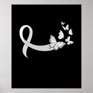 Grey Ribbon Butterfly Brain Cancer Awareness Month Poster