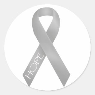 Grey Ribbon Classic Round Sticker