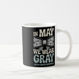 Grey Ribbon Groovy Coquette Bow Brain Cancer Aware Coffee Mug