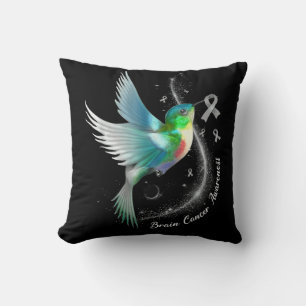 Grey Ribbon Hummingbird Brain Cancer Awareness Mon Cushion