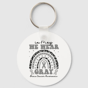 Grey Ribbon May Brain Cancer Awareness For Men Wom Key Ring