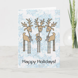 Grey Ribbon Reindeer (Diabetes) Holiday Card