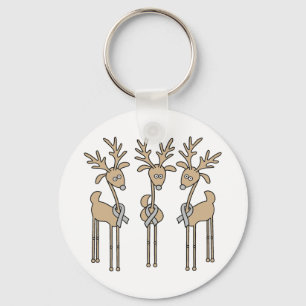 Grey Ribbon Reindeer (Diabetes) Key Ring