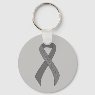 Grey Ribbon Support Awareness Key Ring