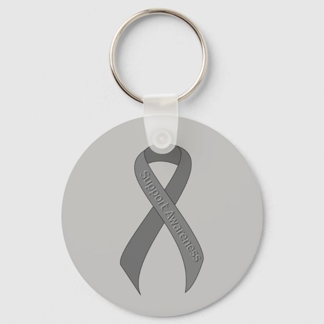 Grey Ribbon Support Awareness Key Ring (Front)
