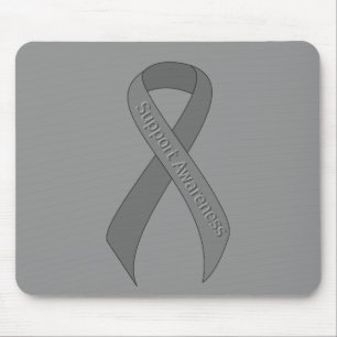 Grey Ribbon Support Awareness Mouse Pad