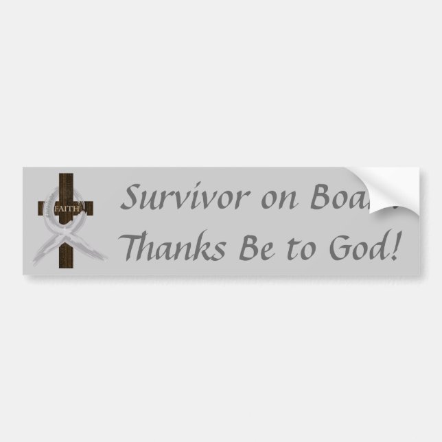 Grey Ribbon Survivor on Board bumper sticker (Front)